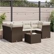 Afuera Living Contemporary Synthetic Poly Rattan 7 Piece Sofa Set in Brown