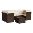 Afuera Living Contemporary Synthetic Poly Rattan 7 Piece Sofa Set in Brown