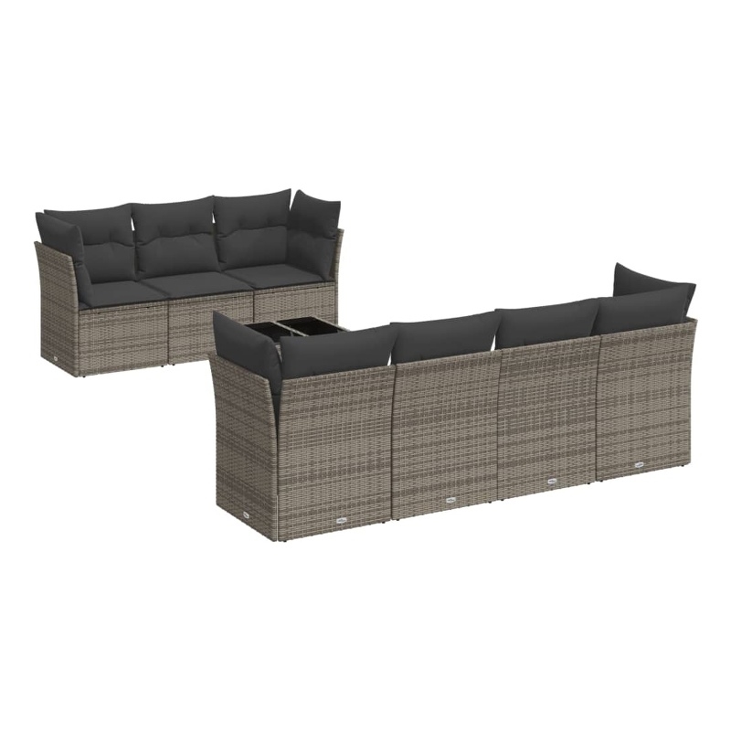 Afuera Living Contemporary 8 Piece Poly Rattan Sofa Set in Gray