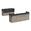 Afuera Living Contemporary 8 Piece Poly Rattan Sofa Set in Gray