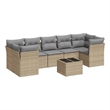 Afuera Living Contemporary Synthetic Poly Rattan 8 Piece Sofa Set in Beige