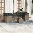 Afuera Living Contemporary 8 Piece Poly Rattan Sofa Set in Gray