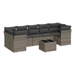 Afuera Living Contemporary 8 Piece Poly Rattan Sofa Set in Gray