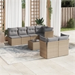Afuera Living Contemporary Synthetic Poly Rattan 8 Piece  Sofa Set in Beige