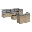 Afuera Living Contemporary Synthetic Poly Rattan 8 Piece  Sofa Set in Beige