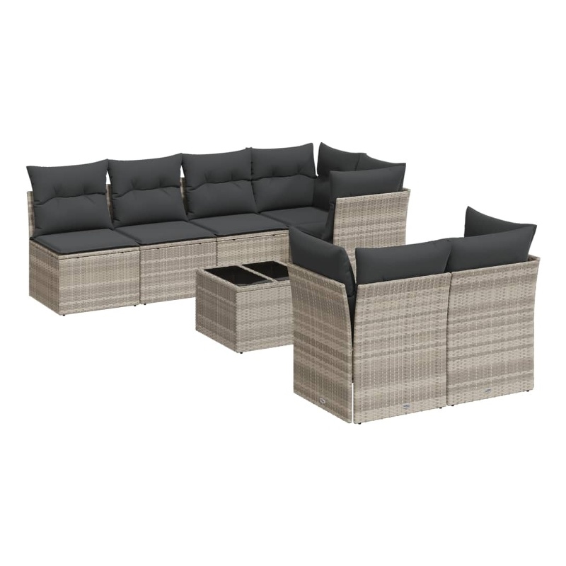Afuera Living Contemporary 8 Piece Poly Rattan Sofa Set in Gray