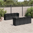 Afuera Living Contemporary 9 Piece Poly Rattan Sofa Set in Black/Cream