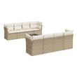Afuera Living Contemporary Synthetic Poly Rattan 9 Piece  Sofa Set in Beige