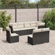 Afuera Living Contemporary 8 Piece Poly Rattan Sofa Set in Black/Cream