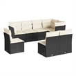 Afuera Living Contemporary 8 Piece Poly Rattan Sofa Set in Black/Cream