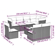 Afuera Living Contemporary Synthetic Poly Rattan 9 Piece Sofa Set in Black/Cream