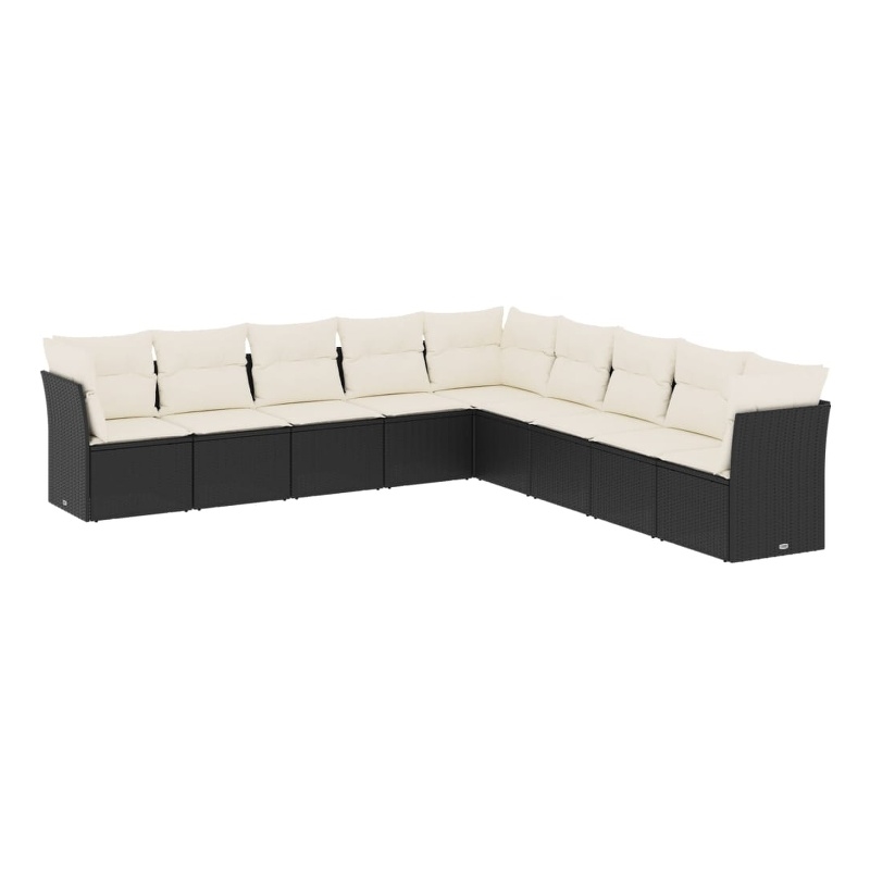 Afuera Living Contemporary 9 Piece Poly Rattan Large Sofa Set in Black