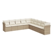 Afuera Living Contemporary Synthetic Poly Rattan 9 Piece Sofa Set in Beige