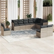 Afuera Living Contemporary Synthetic Poly Rattan 10 Piece Large Sofa Set in Gray