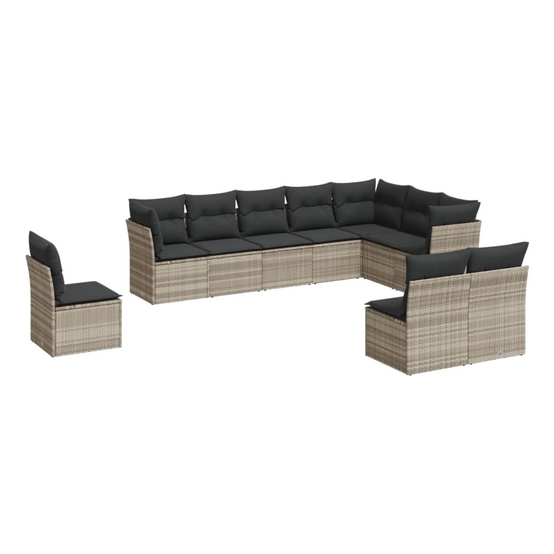 Afuera Living Contemporary Synthetic Poly Rattan 10 Piece Large Sofa Set in Gray