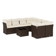 Afuera Living Contemporary 9 Piece Poly Rattan Sofa Set in Brown