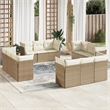 Afuera Living Contemporary 12 Piece Poly Rattan Sofa Set in Cream/Beige