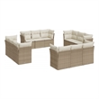 Afuera Living Contemporary 12 Piece Poly Rattan Sofa Set in Cream/Beige