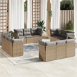 Afuera Living Contemporary 12 Piece Poly Rattan Sofa Set in Gray/Beige