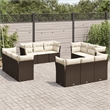 Afuera Living Contemporary 12 Piece Poly Rattan Sofa Set in Brown/Cream