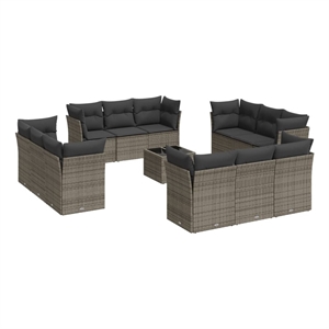 Afuera Living Contemporary Synthetic Poly Rattan 13 Piece  Sofa Set in Gray