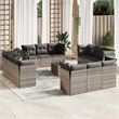 Afuera Living Contemporary 13 Piece Poly Rattan Sofa Set in Gray