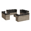 Afuera Living Contemporary 13 Piece Poly Rattan Sofa Set in Gray