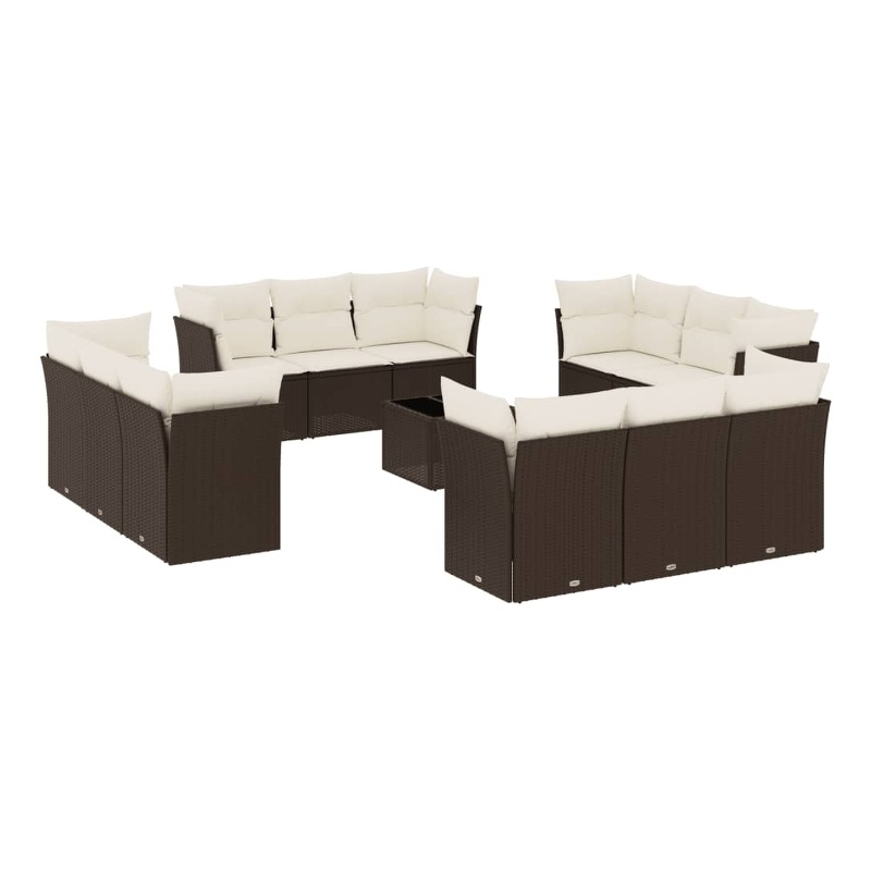 Afuera Living Contemporary 13 Piece Poly Rattan Sofa Set in Brown
