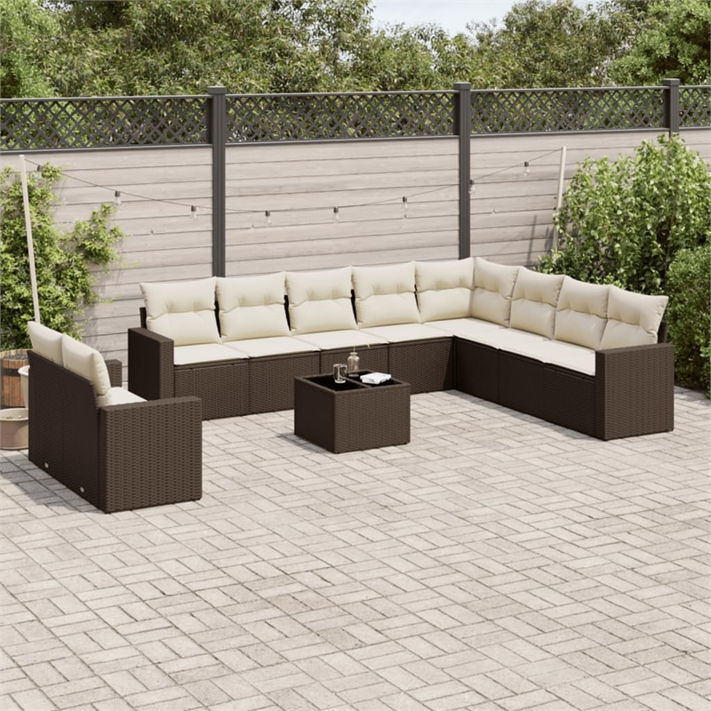 Afuera Living Contemporary Synthetic Poly Rattan Sofa Set in Brown