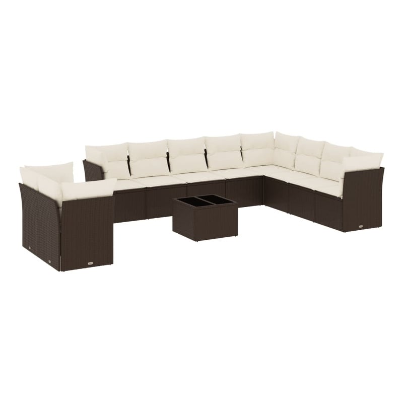 Afuera Living Contemporary Synthetic Poly Rattan Sofa Set in Brown