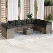 Afuera Living Contemporary 11 Piece Poly Rattan Sofa Set in Gray