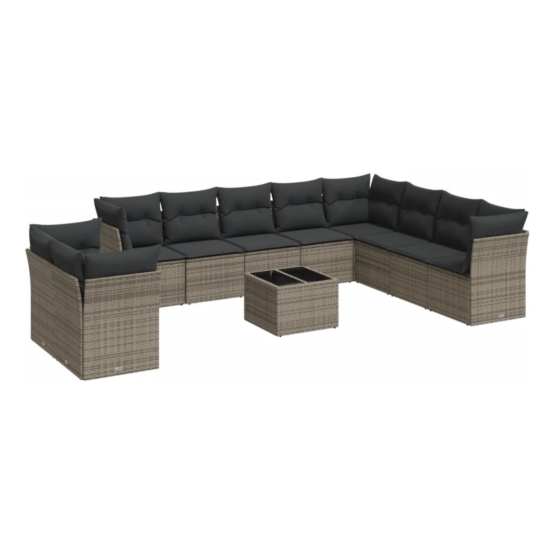 Afuera Living Contemporary 11 Piece Poly Rattan Sofa Set in Gray