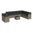 Afuera Living Contemporary 11 Piece Poly Rattan Sofa Set in Gray