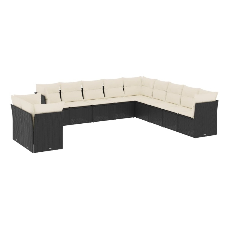 Afuera Living Contemporary Synthetic Poly Rattan Garden Sofa Set in Black