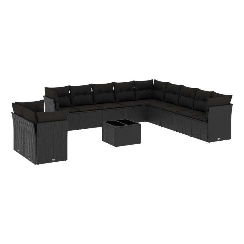 Afuera Living Contemporary Synthetic Poly Rattan Garden Sofa Set in Black