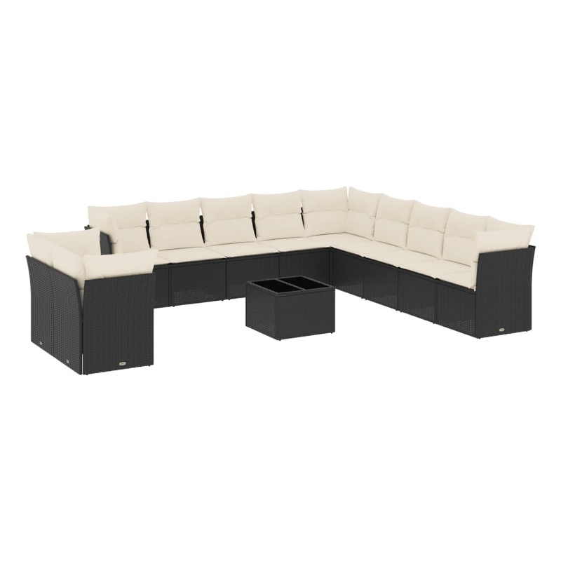 Afuera Living Synthetic Poly Rattan 12 Piece Large Sofa Set in Black