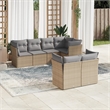 Afuera Living Contemporary 7 Piece Poly Rattan Sofa Set in Beige