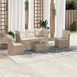 Afuera Living Contemporary 6 Piece Poly Rattan Sofa Set in Beige