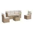 Afuera Living Contemporary 6 Piece Poly Rattan Sofa Set in Beige