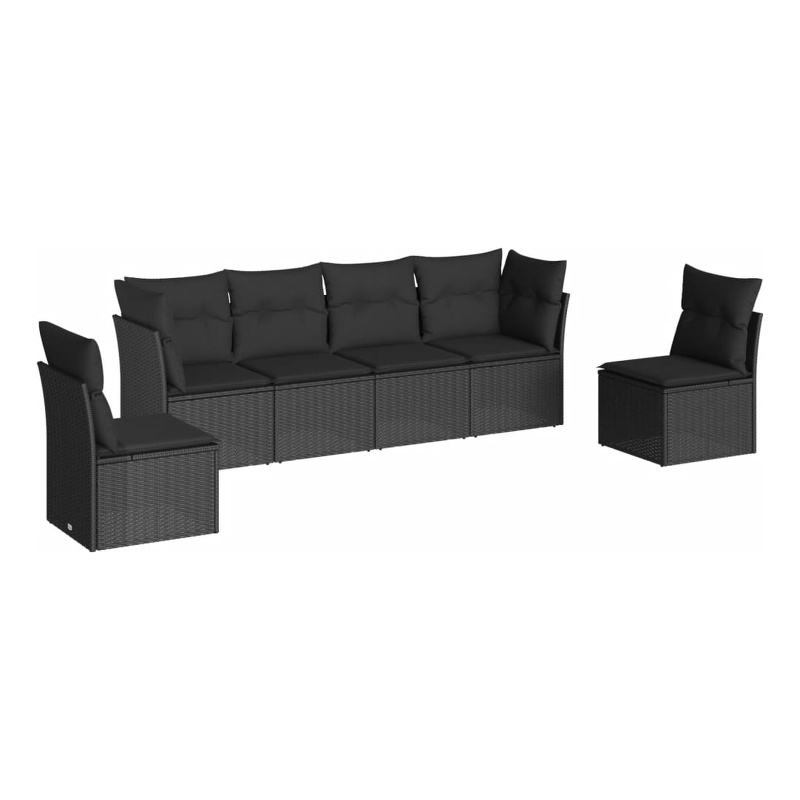 Afuera Living Contemporary 6 Piece Poly Rattan Sofa Set in Black