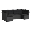 Afuera Living Contemporary 6 Piece Poly Rattan Sofa Set in Black