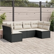 Afuera Living Contemporary Synthetic Poly Rattan Sofa Set in Black/Cream