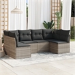Afuera Living Contemporary 6 Piece Poly Rattan Sofa Set in Gray