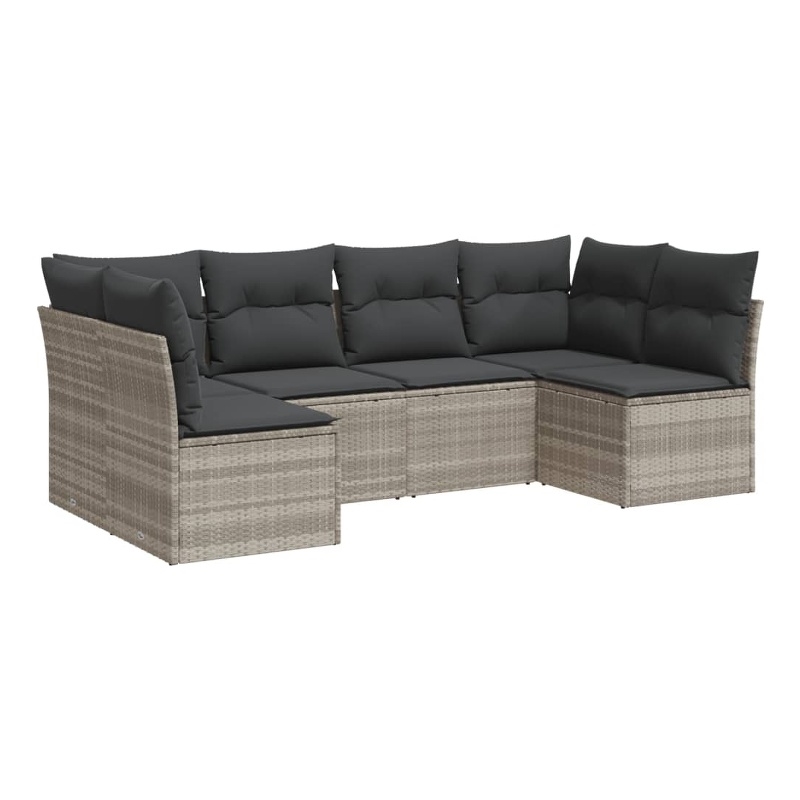 Afuera Living Contemporary 6 Piece Poly Rattan Sofa Set in Gray