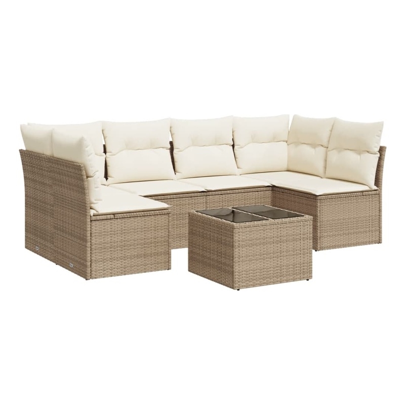 Afuera Living Synthetic Poly Rattan 7 Piece Medium Sofa Set in Beige