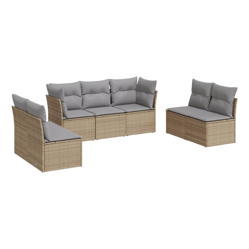 Afuera Living Contemporary 7 Piece Poly Rattan Sofa Set in Gray/Beige