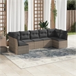 Afuera Living Contemporary 7 Piece Poly Rattan Sofa Set in Gray