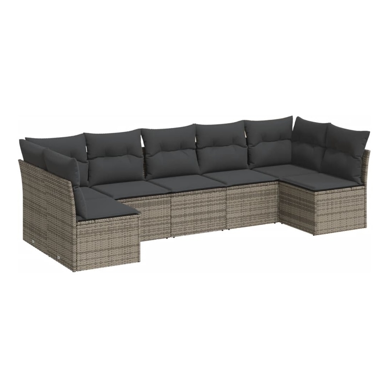 Afuera Living Contemporary 7 Piece Poly Rattan Sofa Set in Gray