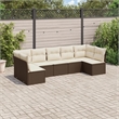 Afuera Living Contemporary 7 Piece Poly Rattan Sofa Set in Brown/Cream