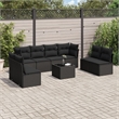 Afuera Living Contemporary 9 Piece Poly Rattan Sofa Set in Black